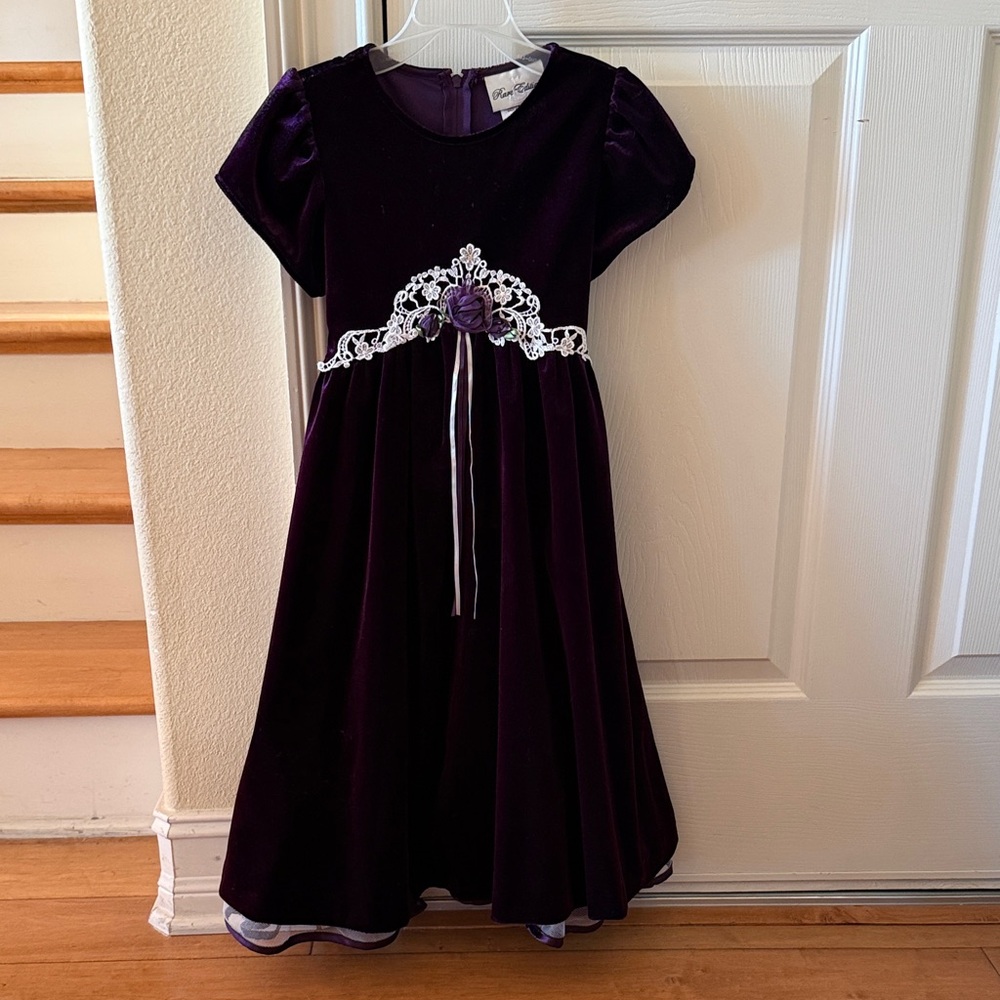 Rare Editions Purple Velvet Formal Girls Dress